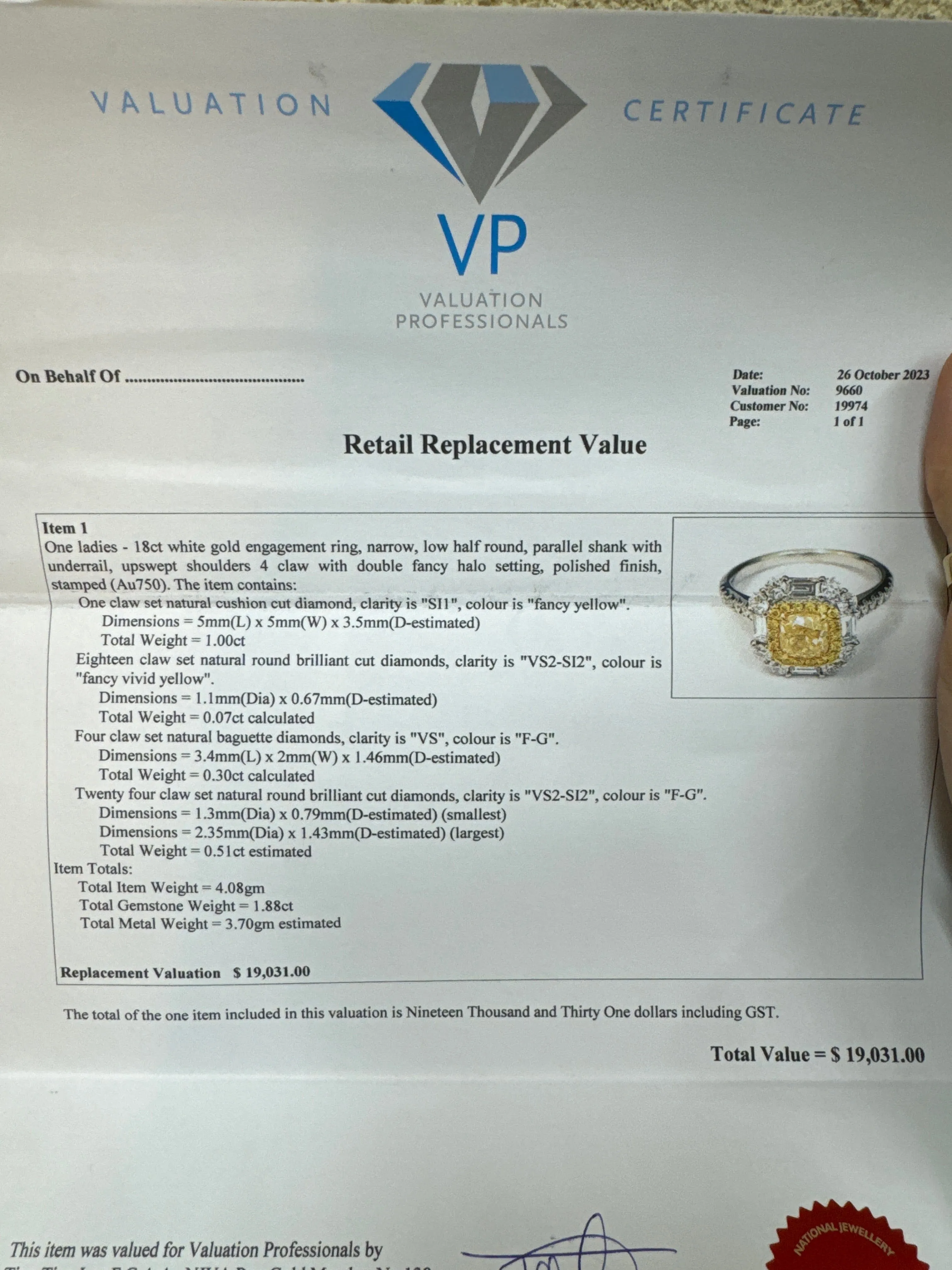 Gia cert diamond ring coming with box  - AJC0741