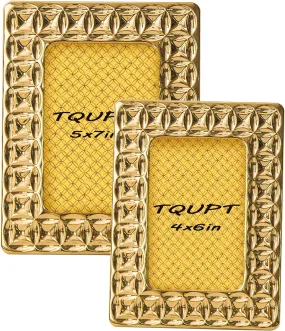 Gold Picture Frame Set,  2 Pack 4x6, 5x7 Photo Frames