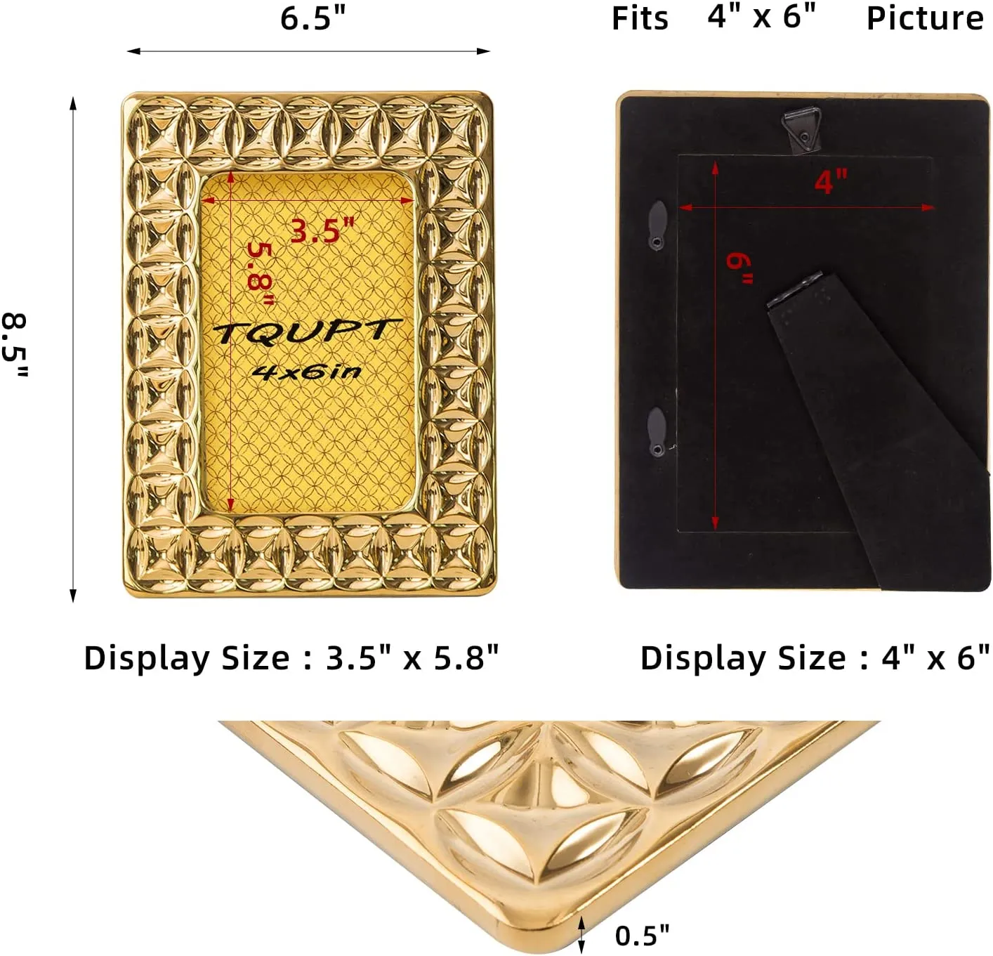 Gold Picture Frame Set,  2 Pack 4x6, 5x7 Photo Frames