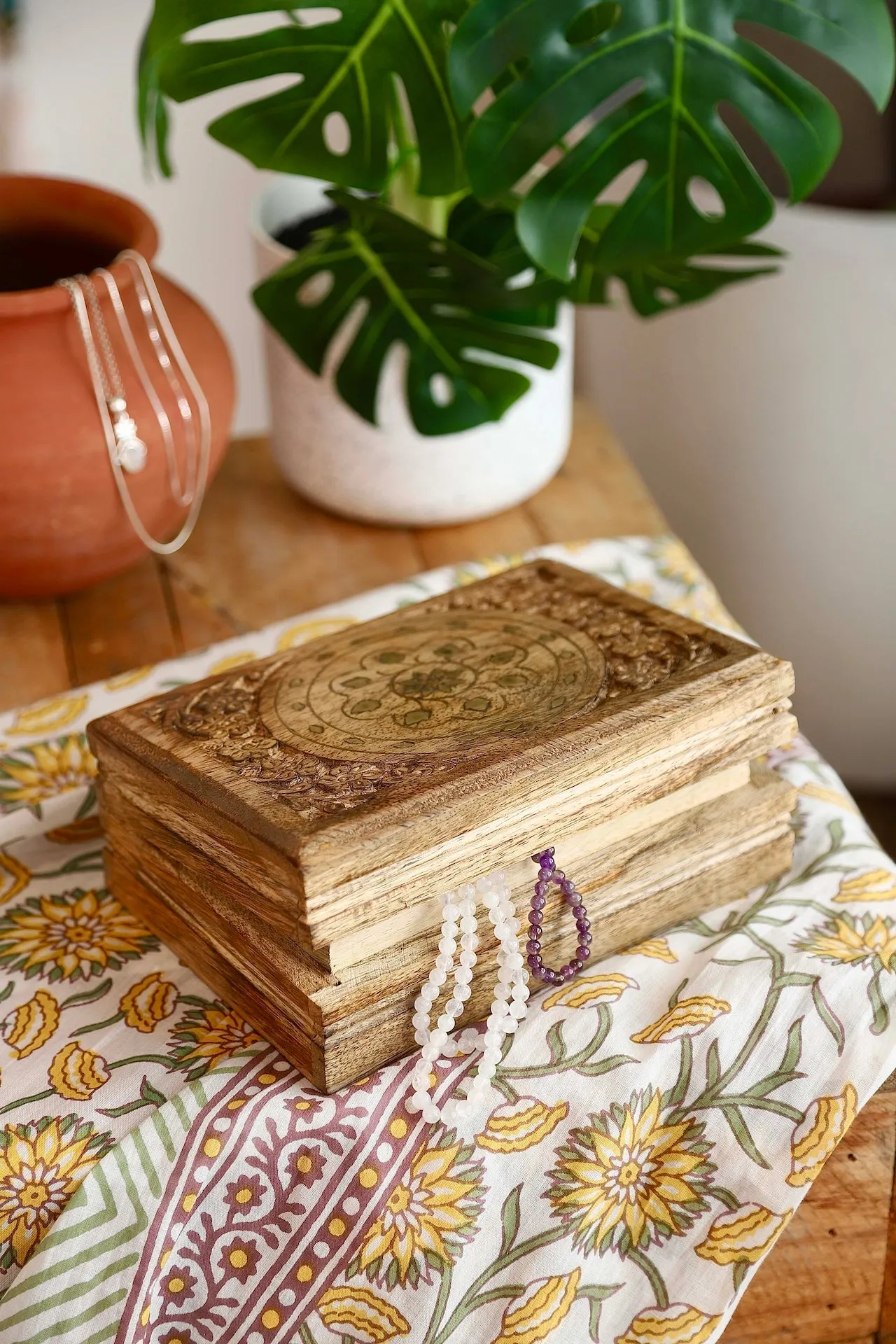 Golden Engraved Wooden Box