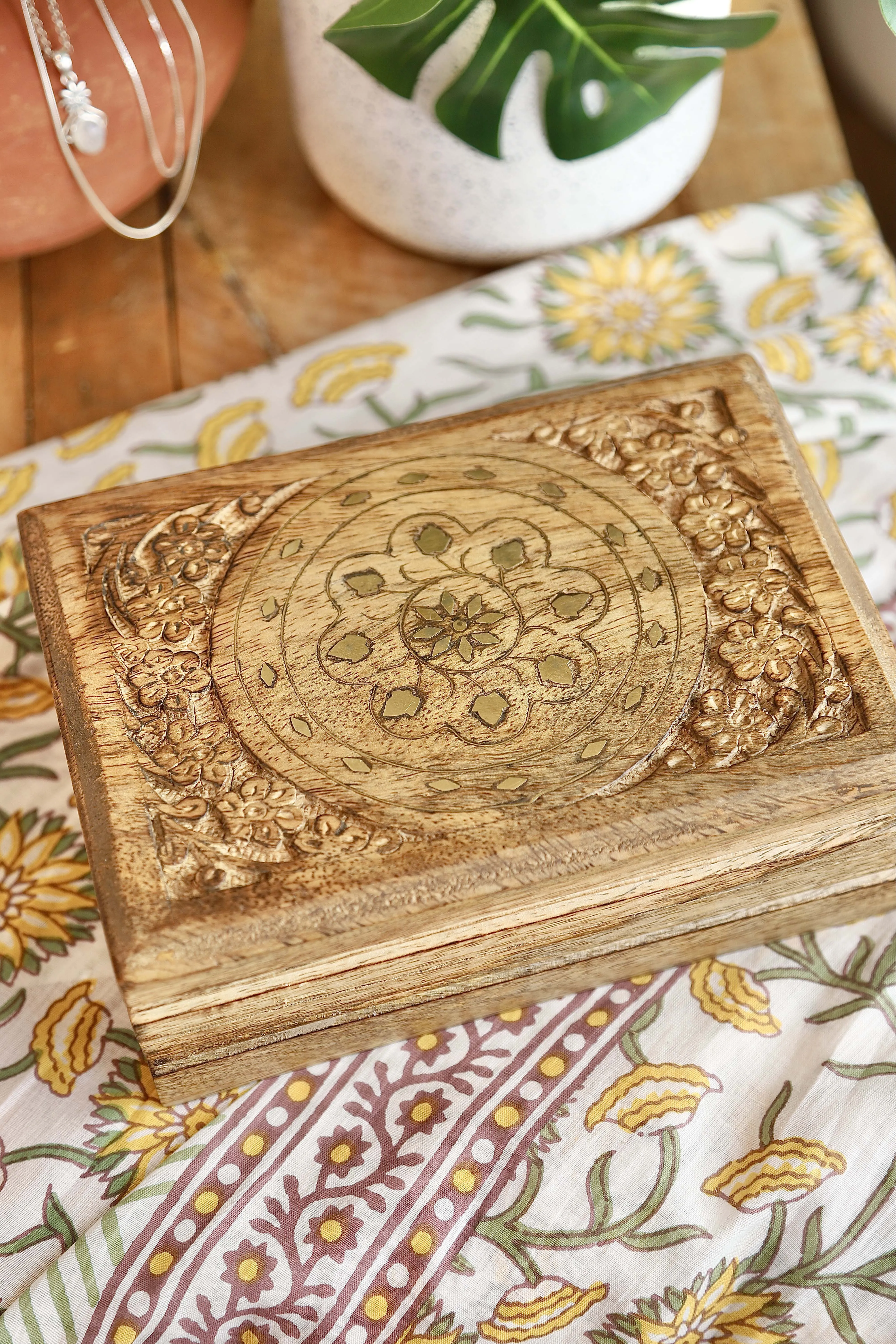 Golden Engraved Wooden Box