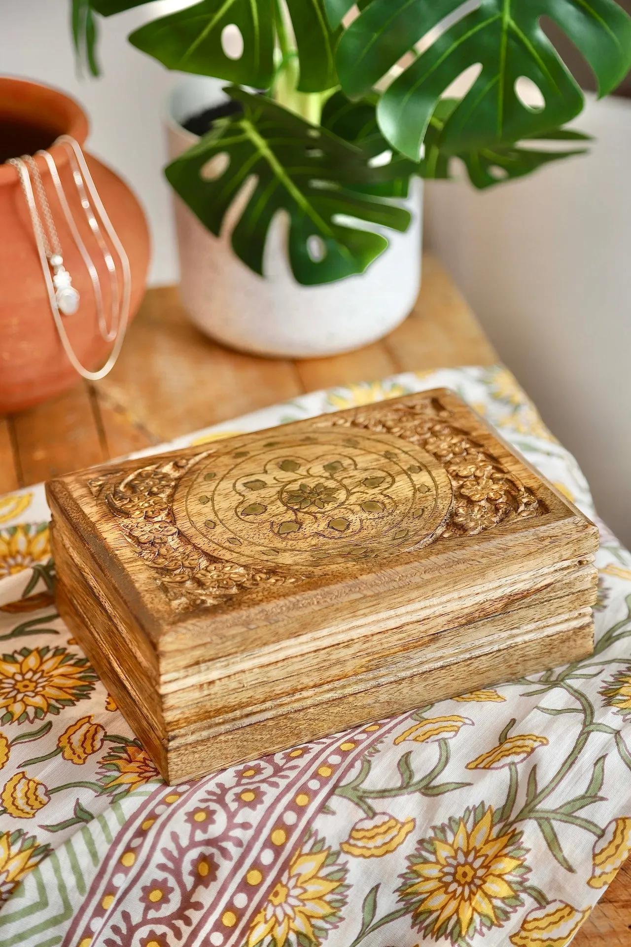 Golden Engraved Wooden Box