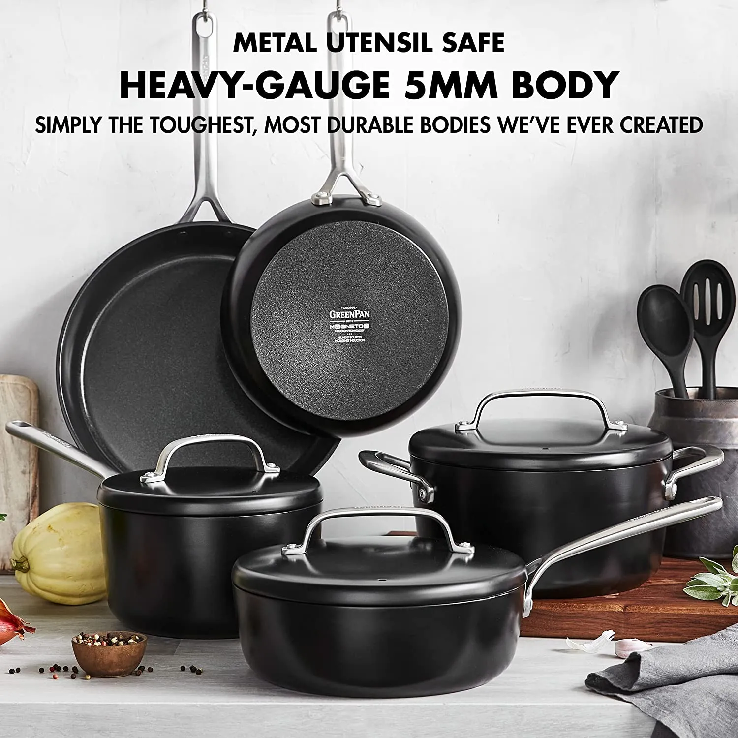 GreenPan GP5 14 Piece Cookware Pots and Pans Set, Black