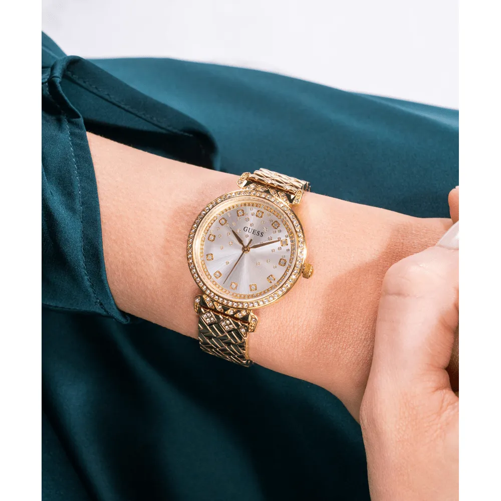 Guess Bejeweled Enchantment Bejeweled Gold-Tone Analogue Women's Watch GW0763L2