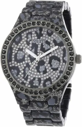 Guess U0015L1 Seductive Leopard Print w/ Crystal Dial Black 40mm Women Watches Lexor Miami