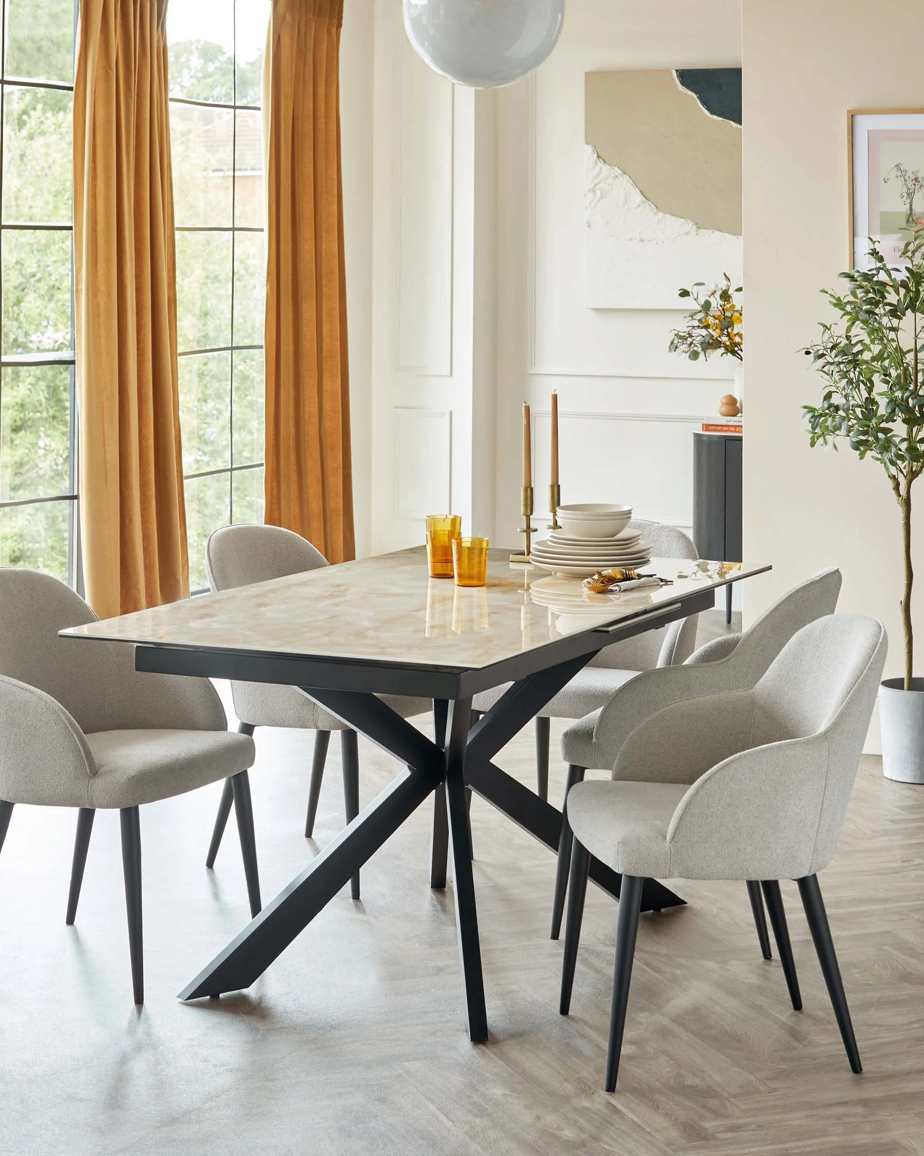 Hayden Natural Ceramic Extending 6 to 8 Seater Dining Table