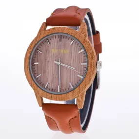 Hot Fashion Brand Unisex Watches New Luxury Imitation Wooden Watch Women Men Vintage Leather Quartz Wood Color Dress Watch Clock