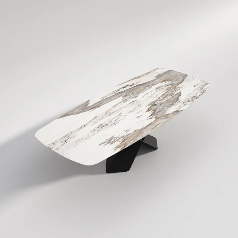 Katherine Rectangular Dining Table/Steel Base/Ceramic/Marble Top