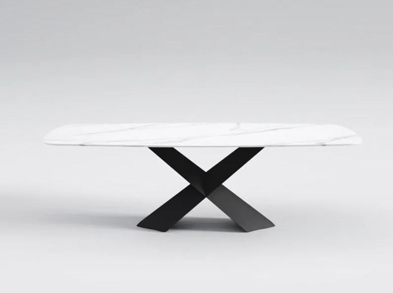 Katherine Rectangular Dining Table/Steel Base/Ceramic/Marble Top