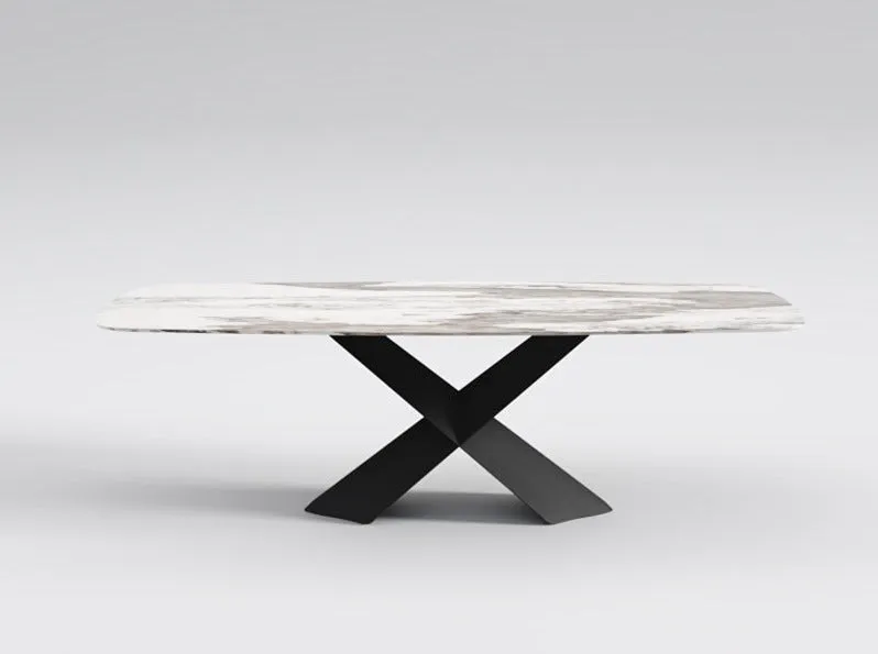Katherine Rectangular Dining Table/Steel Base/Ceramic/Marble Top
