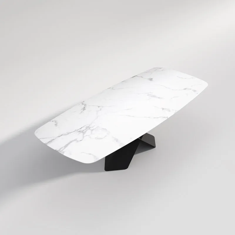 Katherine Rectangular Dining Table/Steel Base/Ceramic/Marble Top
