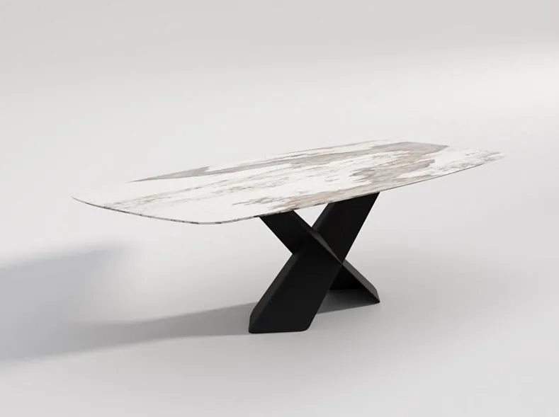 Katherine Rectangular Dining Table/Steel Base/Ceramic/Marble Top