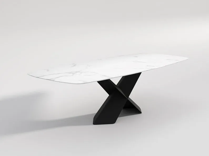 Katherine Rectangular Dining Table/Steel Base/Ceramic/Marble Top