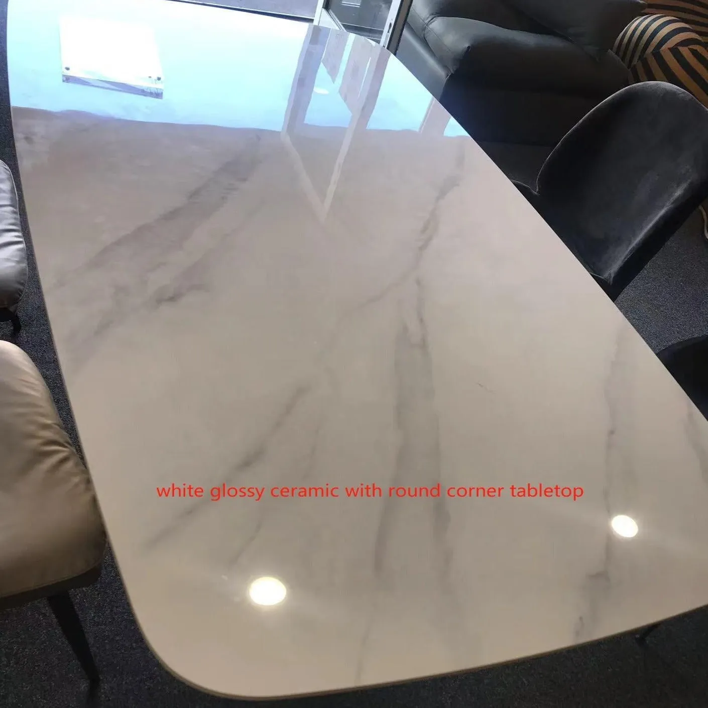 Katherine Rectangular Dining Table/Steel Base/Ceramic/Marble Top