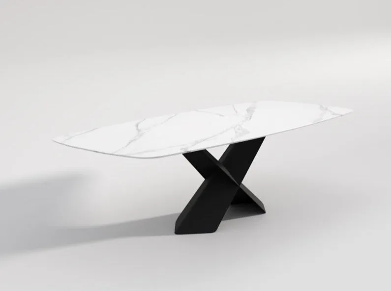 Katherine Rectangular Dining Table/Steel Base/Ceramic/Marble Top