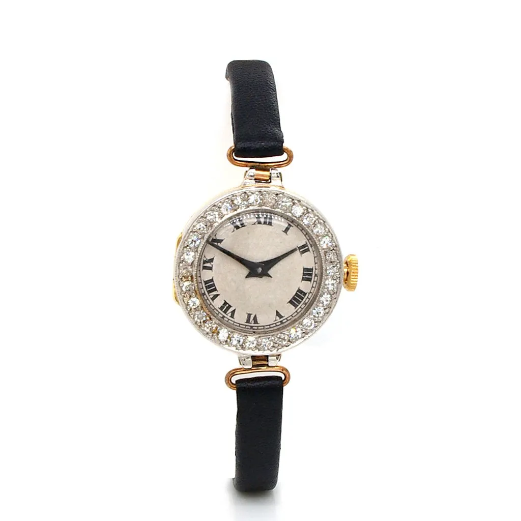 Ladies Art Deco Cocktail Vintage Watch with Diamond Bezel - London 1925