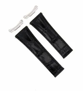 LEATHER BAND STRAP FOR TUDOR WATCH CHRONOGRAPH 79260   END PIECE LUG BLACK SHORT
