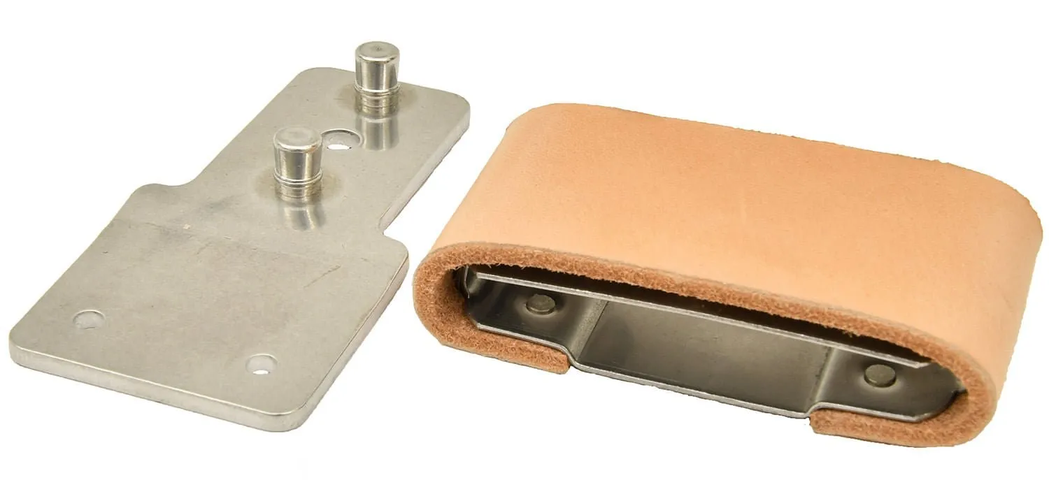 Leather Covered Blevins Buckles, pair