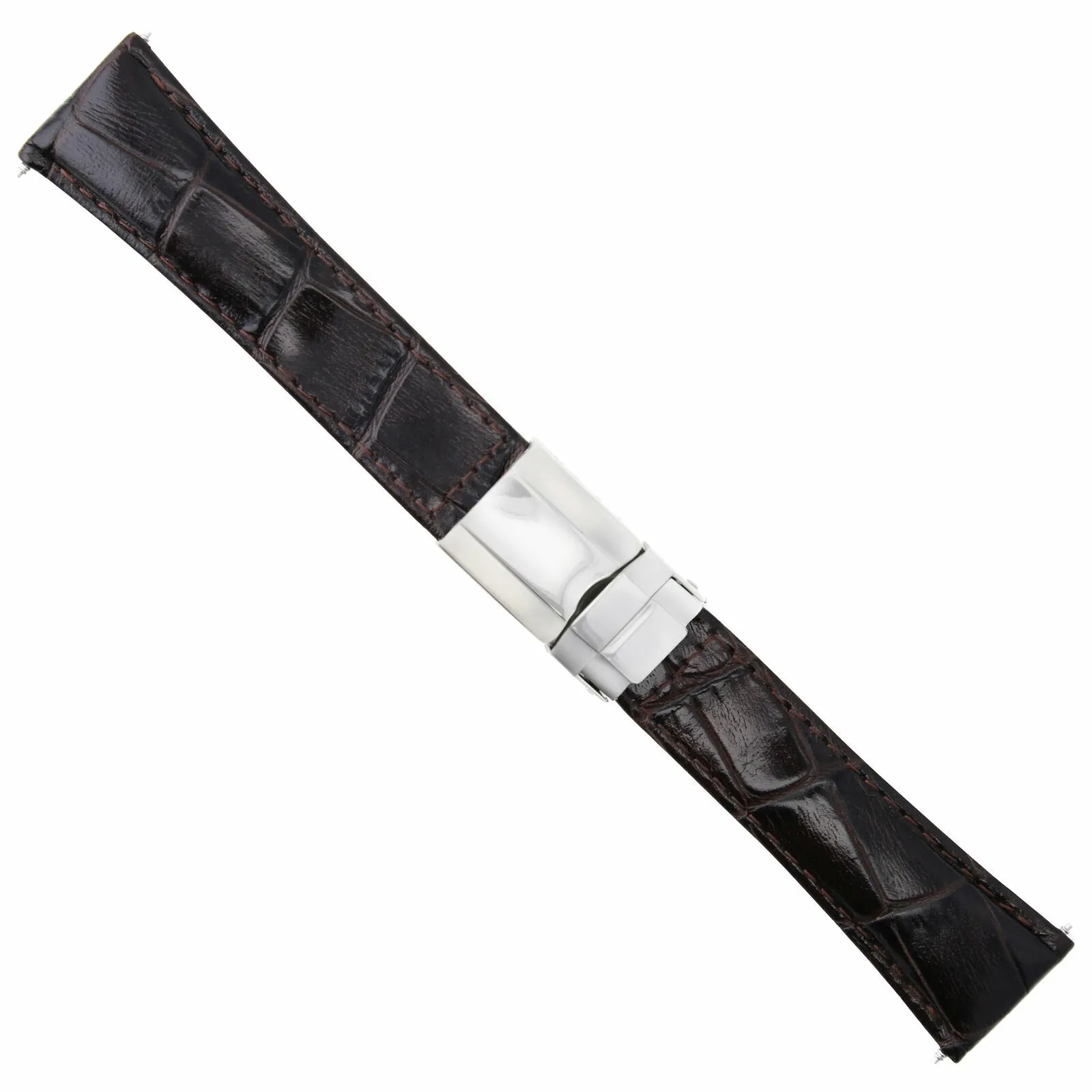 LEATHER STRAP FOR ROLEX DAYTONA 16518 16519 WATCH D/BROWN SHORT S/STEEL CLASP