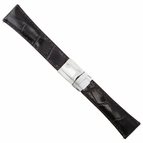 LEATHER STRAP FOR ROLEX DAYTONA 16518 16519 WATCH D/BROWN SHORT S/STEEL CLASP