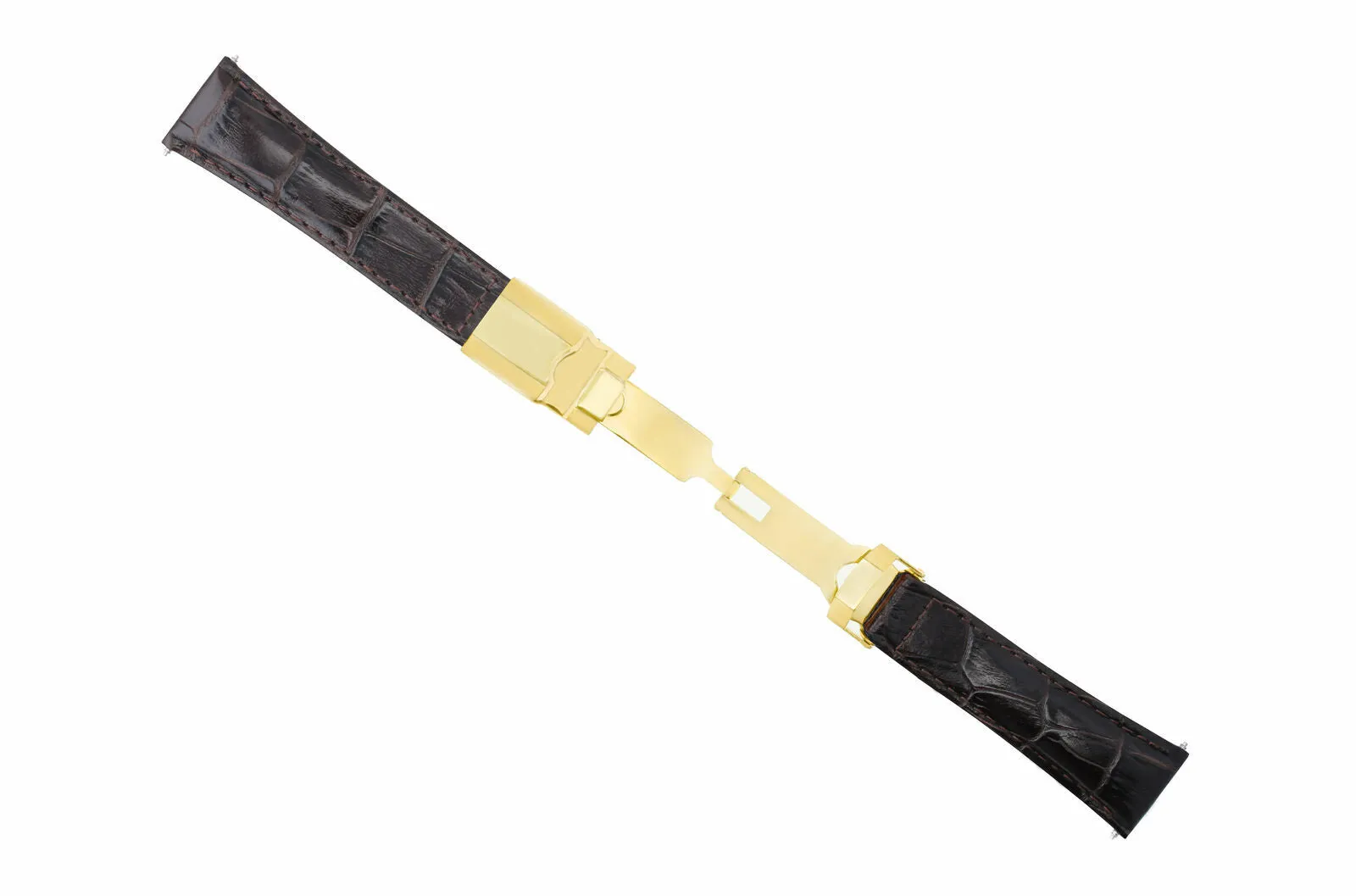 LEATHER STRAP FOR ROLEX DAYTONA 16518 16520 116523 D/BROWN #4DG SHORT GOLD CLASP
