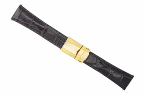 LEATHER STRAP FOR ROLEX DAYTONA 16518 16520 116523 D/BROWN #4DG SHORT GOLD CLASP
