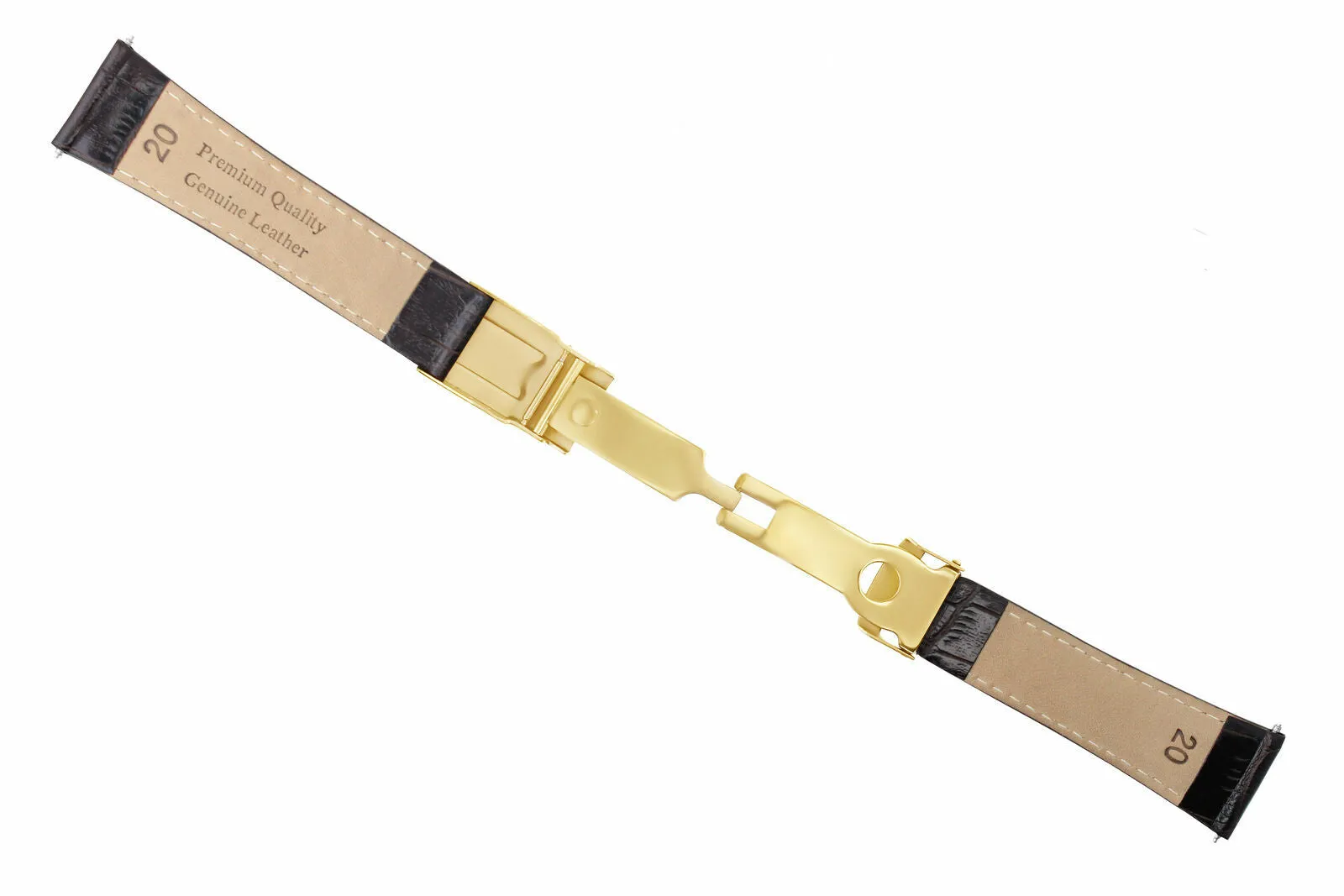 LEATHER STRAP FOR ROLEX DAYTONA 16518 16520 116523 D/BROWN #4DG SHORT GOLD CLASP