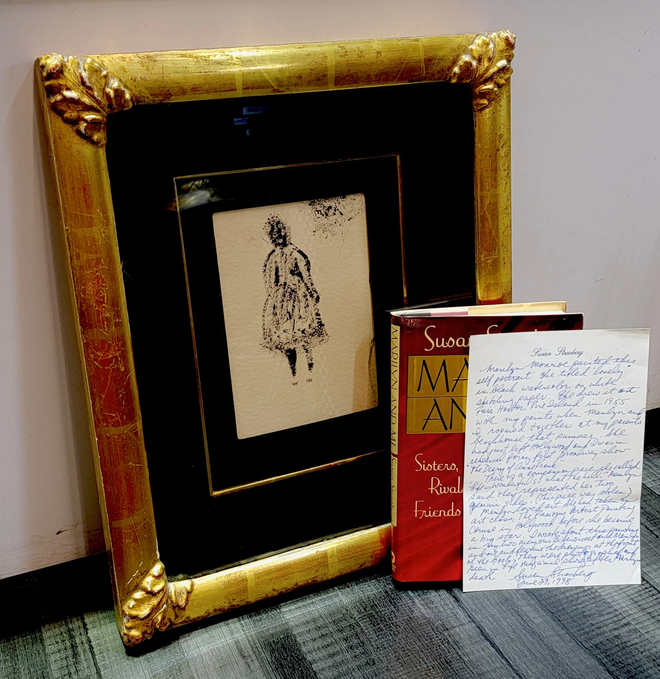 'Lonely' by Marilyn Monroe Original Self Portrait Watercolor 1955- $4M APR w/CoA