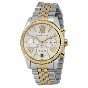 Michael Kors Lexington Chronograph Mother of Pearl Two-tone Ladies Watch MK5955
