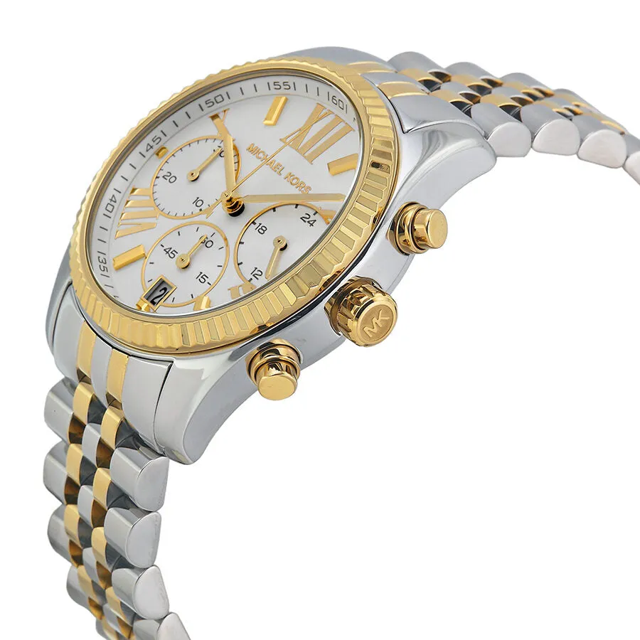 Michael Kors Lexington Chronograph Mother of Pearl Two-tone Ladies Watch MK5955
