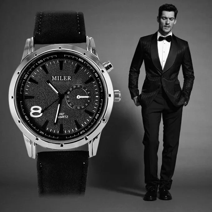 MILER Brand Watch Men Fashion Sports Watches Leather Analog Quartz Watch Male Military Watch Hour relogio masculino montre homme
