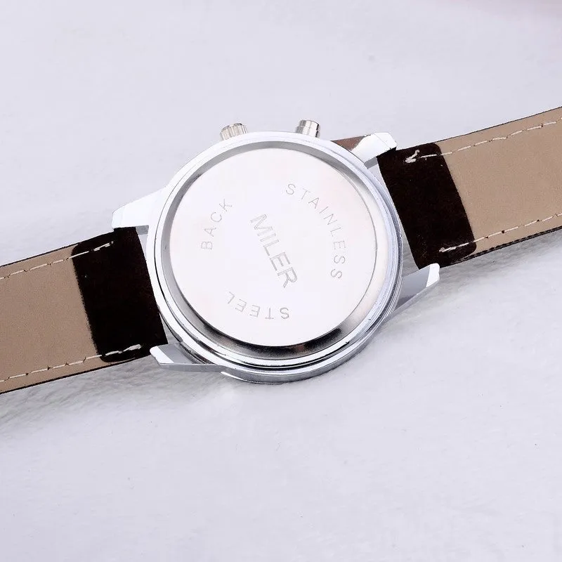 MILER Brand Watch Men Fashion Sports Watches Leather Analog Quartz Watch Male Military Watch Hour relogio masculino montre homme