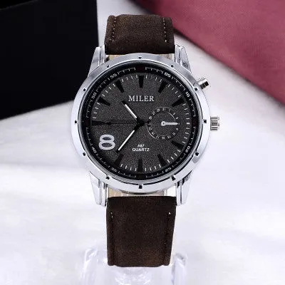 MILER Brand Watch Men Fashion Sports Watches Leather Analog Quartz Watch Male Military Watch Hour relogio masculino montre homme