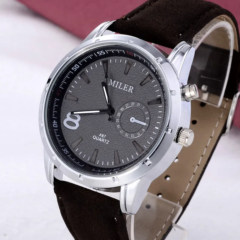 MILER Brand Watch Men Fashion Sports Watches Leather Analog Quartz Watch Male Military Watch Hour relogio masculino montre homme
