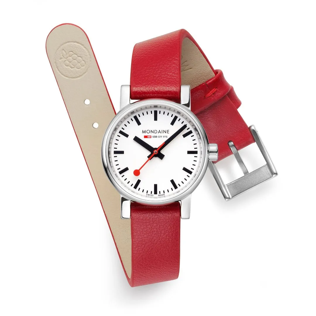 MONDAINE RED VEGAN GRAPE LEATHER, 26 MM MSE.26110.LCV EVO2 PETITE