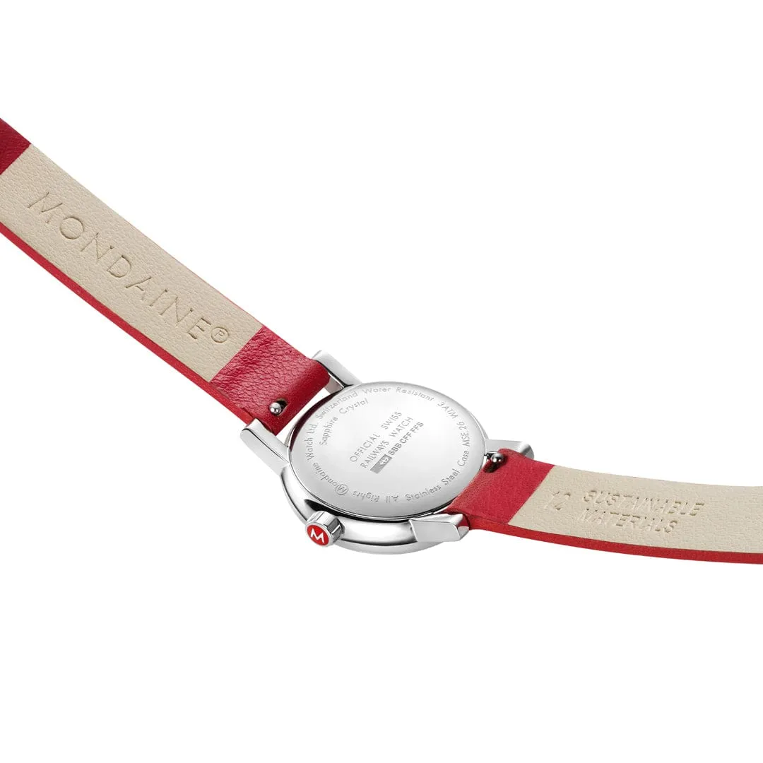 MONDAINE RED VEGAN GRAPE LEATHER, 26 MM MSE.26110.LCV EVO2 PETITE