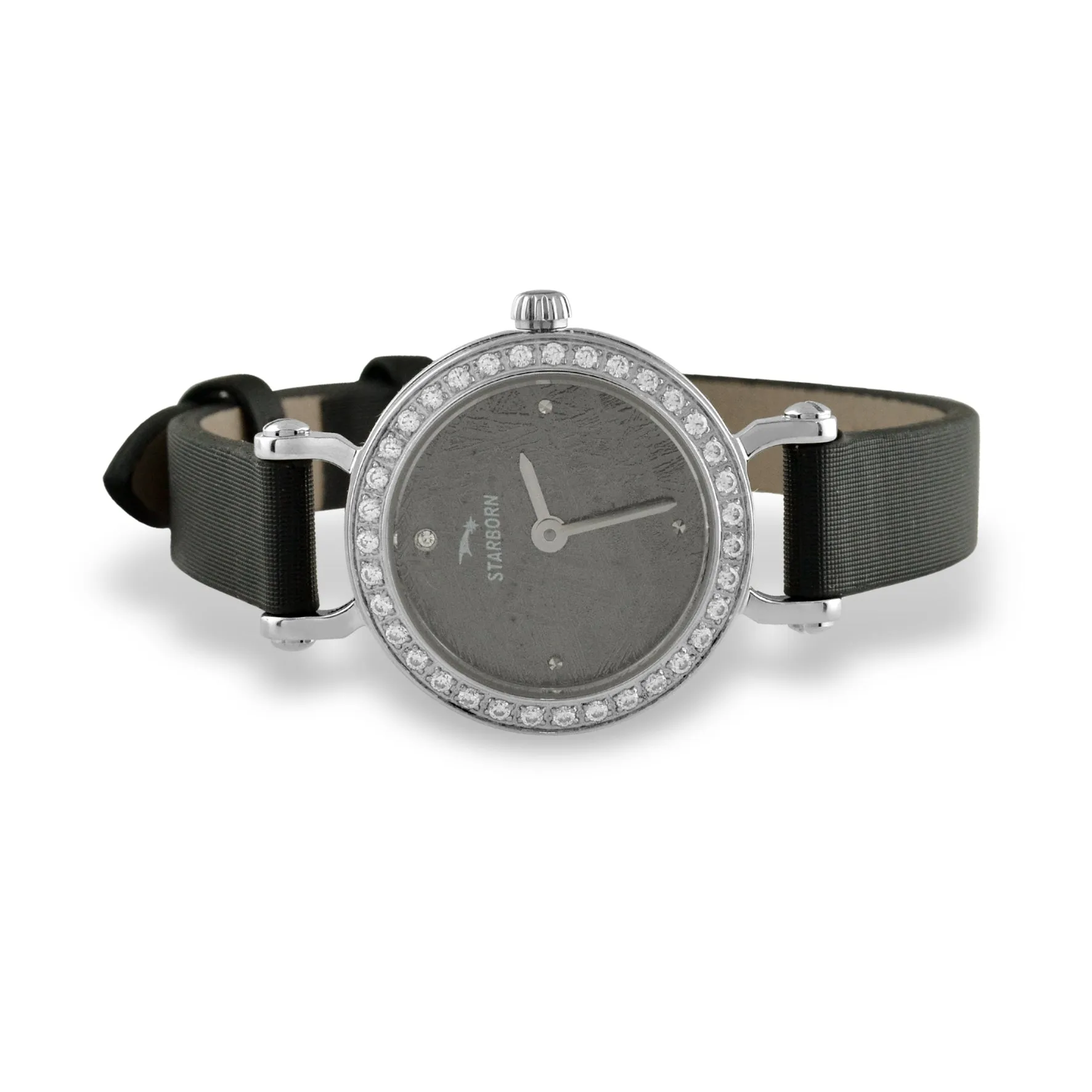 Muonionalusta Meteorite Watch, Small 20 mm, Crystals accent Face, with Leather Band