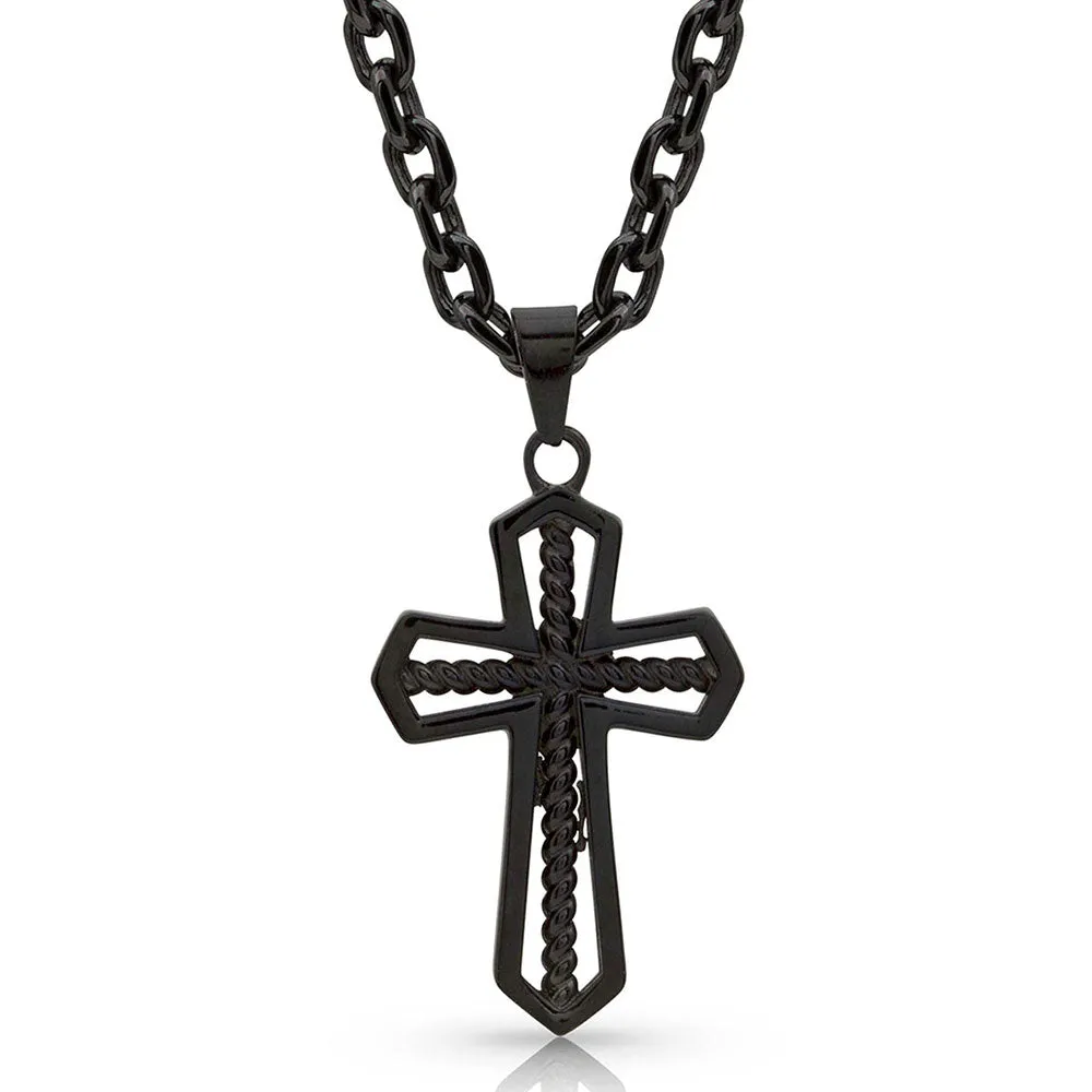 nc4025 Through the Darkest Night Cross Necklace by Montana Silversmiths