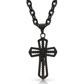 nc4025 Through the Darkest Night Cross Necklace by Montana Silversmiths