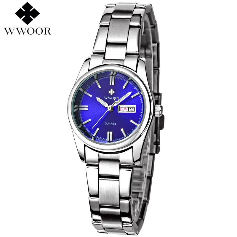 New Brand Relogio Feminino Date Day Clock Female Stainless Steel Watch Ladies Fashion Casual Watch Quartz Wrist Women Watches
