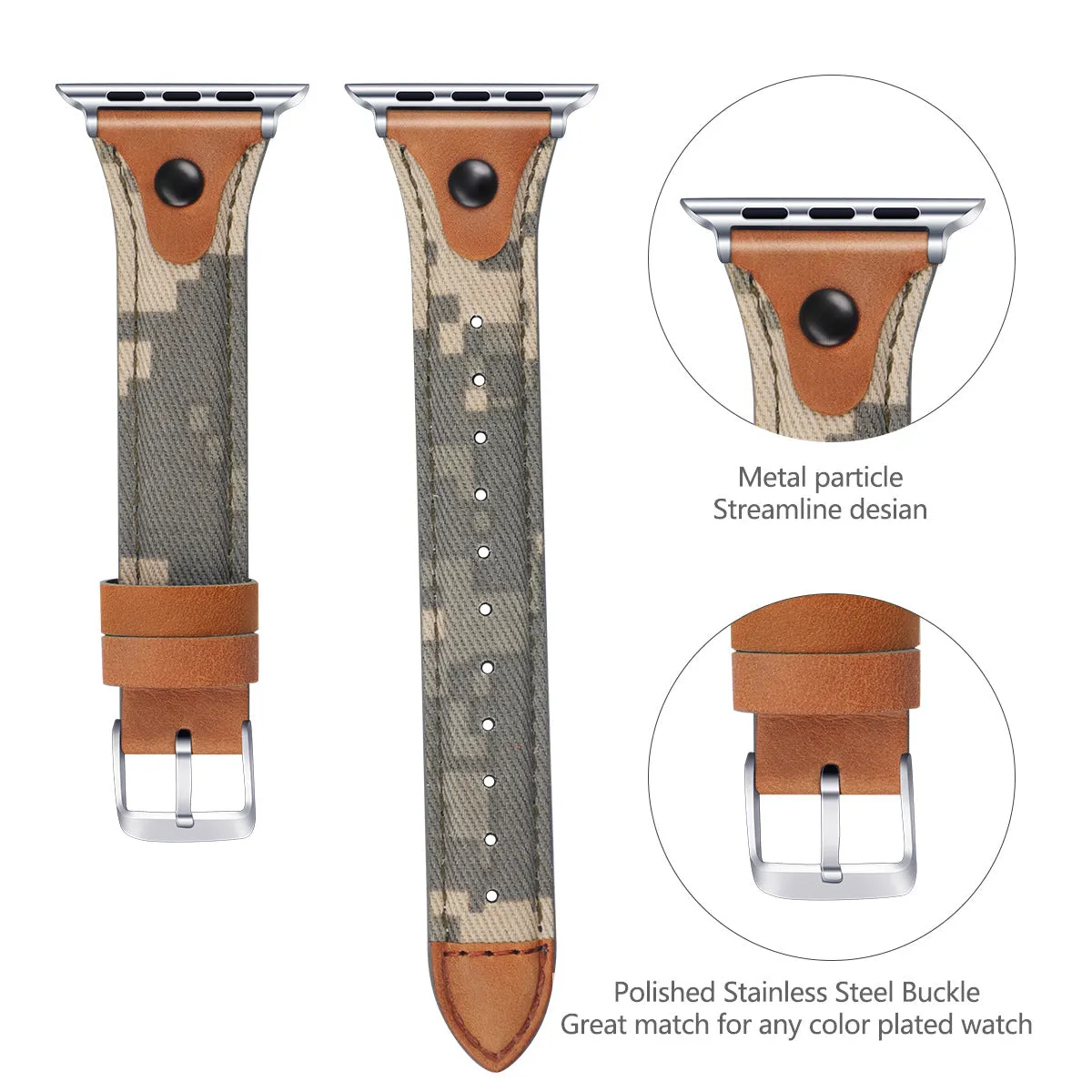 Nylon canvas strap leather watchband W24KAW81435
