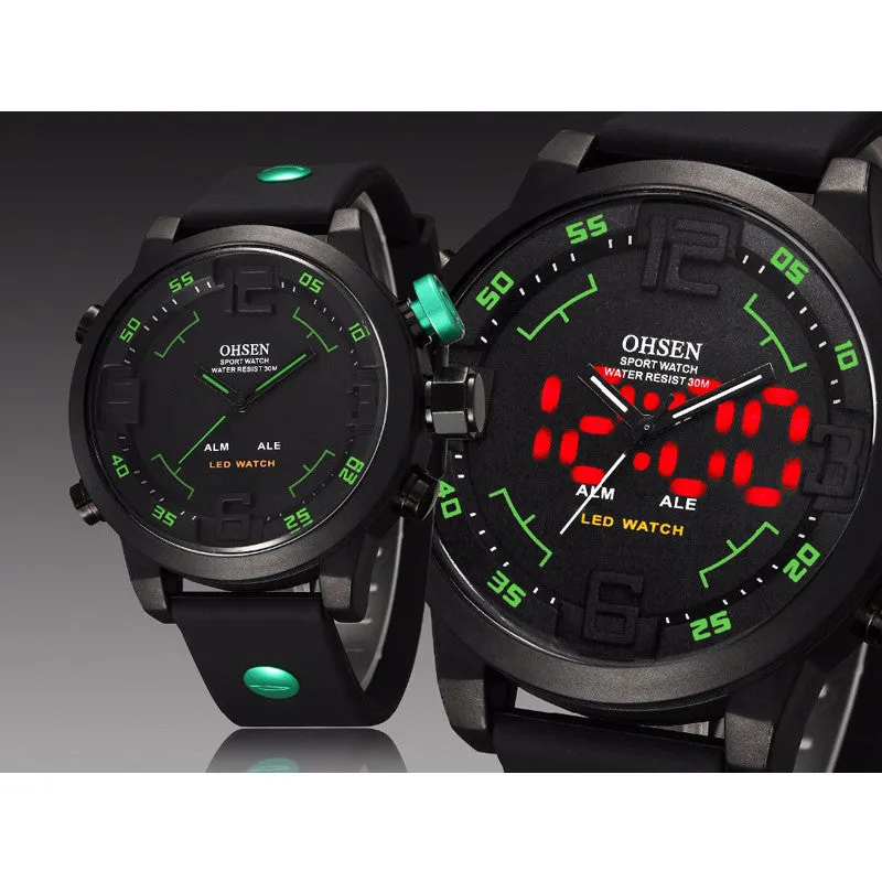Ohsen Sports Mens Watches Luxury Analog LED Digital Quartz