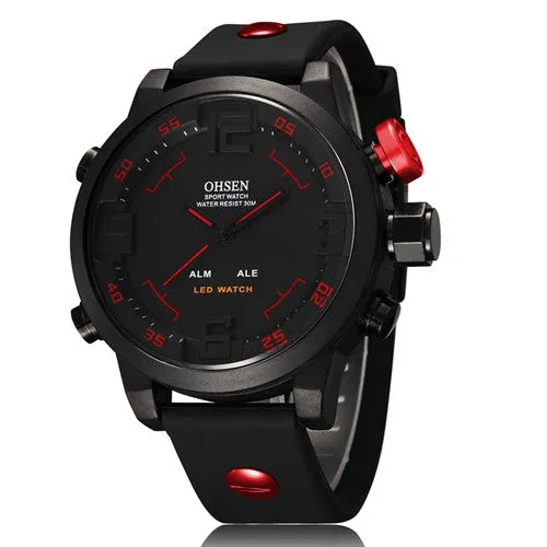 Ohsen Sports Mens Watches Luxury Analog LED Digital Quartz