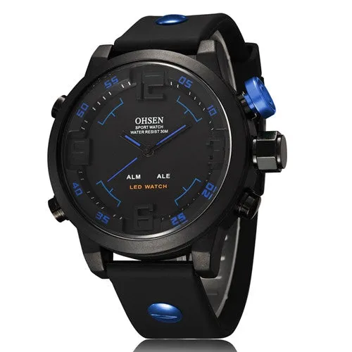 Ohsen Sports Mens Watches Luxury Analog LED Digital Quartz