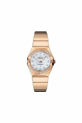 omega constellation 27mm 18kt rose gold ladies watch