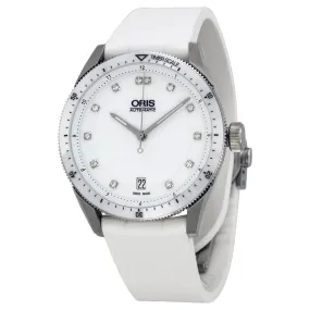 Oris Artix GTDate Diamonds White Dial White Rubber Ladies Watch 733-7671-4191RS 01 733 7671 4191-07 4 18 30FC
