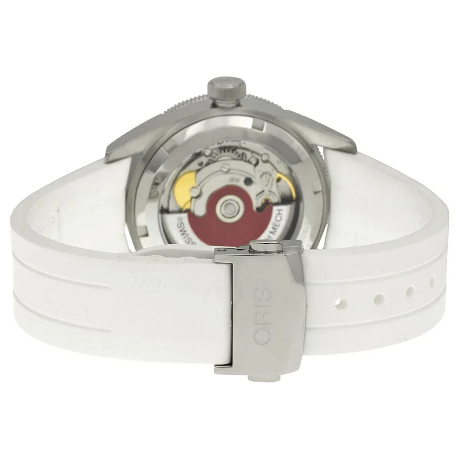 Oris Artix GTDate Diamonds White Dial White Rubber Ladies Watch 733-7671-4191RS 01 733 7671 4191-07 4 18 30FC