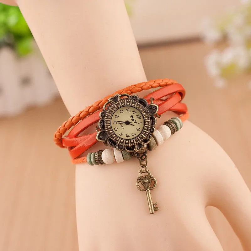 Retro Style Key Pendant Multilayer Watch