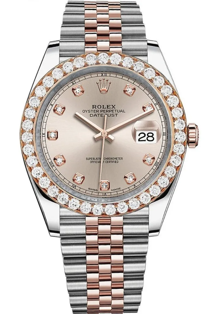 Rolex Custom Diamond Bezel Datejust 41mm Sundust set with Diamond Dial Two Tone Jubilee Men's Watch 126331