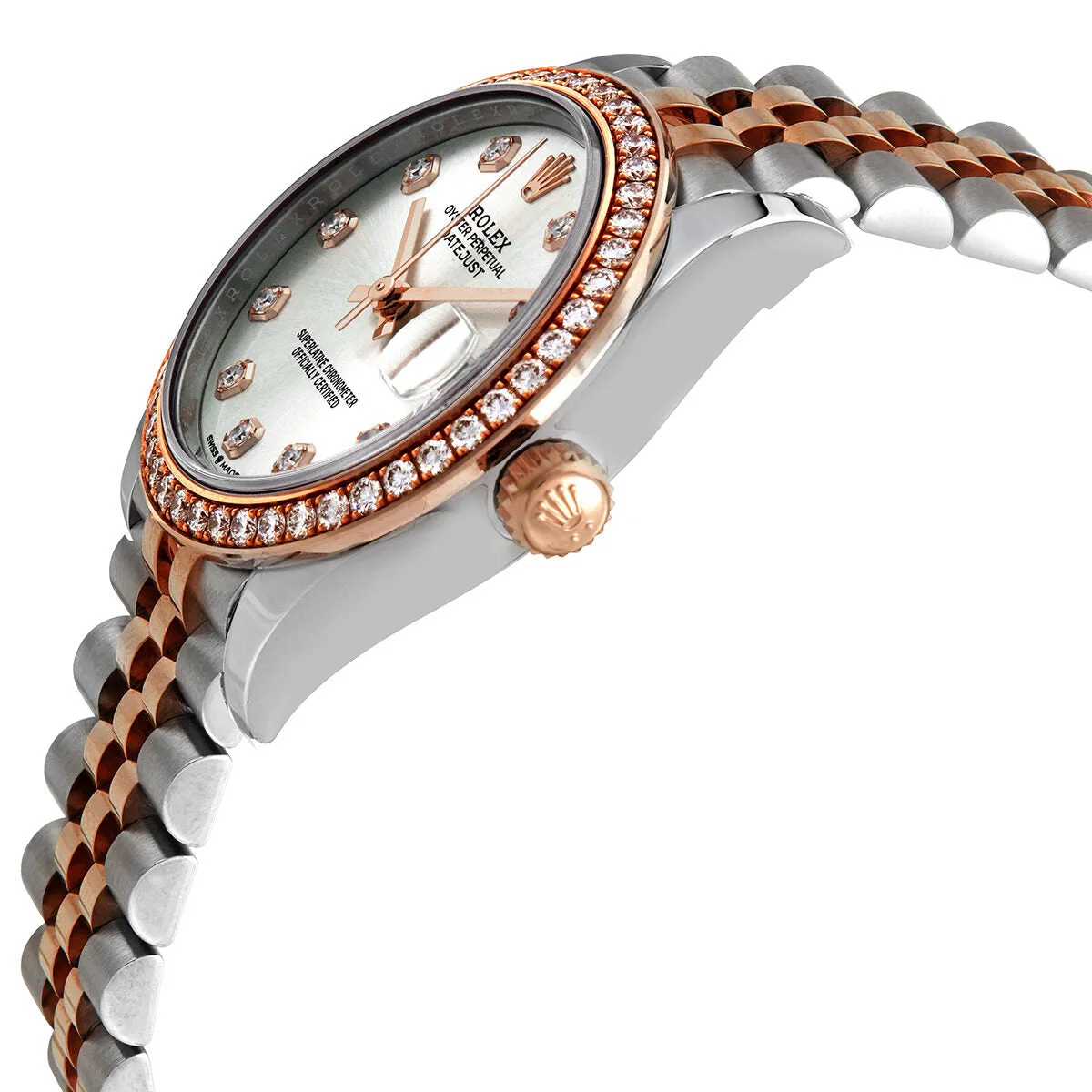 Rolex Datejust 31 Silver Diamond Dial Automatic Ladies Steel and 18kt Everose Gold Jubilee Watch 278381SDJ